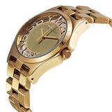 Marc Jacobs Henry Transparent Gold Dial Gold Stainless Steel Strap Watch for Women - MBM3206