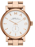 Marc Jacobs Baker White Dial Rose Gold Steel Strap Watch for Women - MBM3248