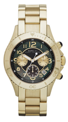 Marc Jacobs Rock Chronograph Black Dial Gold Steel Strap