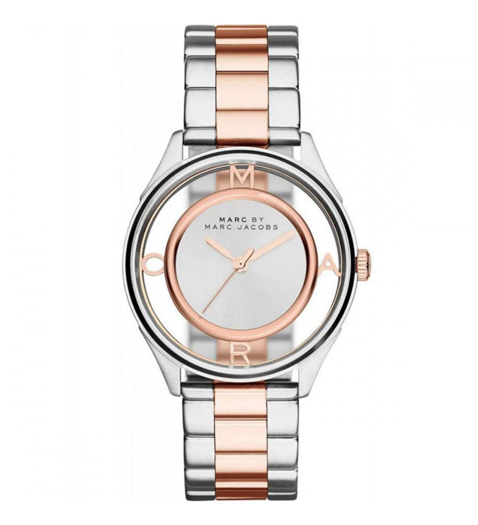 Marc Jacobs Tether White Transparent Dial Two Tone Stainless Steel Strap Watch for Women - MBM3436