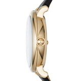 Marc Jacobs Roxy Champagne Dial Black Leather Strap Watch for Women - MJ1537