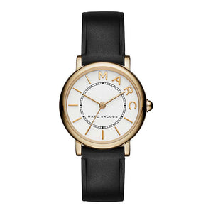 Marc Jacobs Roxy Champagne Dial Black Leather Strap Watch for Women - MJ1537