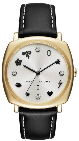 Marc by Marc Jacobs 時計 Marc Jacobs Mandy White Dial Black Leather Strap Watch for Women