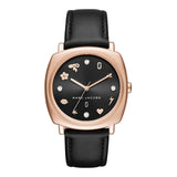 Marc Jacobs Mandy Black Dial Black Leather Strap Watch for Women - MJ1565