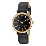 Marc Jacobs Roxy Black Dial Black Leather Strap Watch for Women - MJ1592