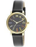 Marc Jacobs Roxy Black Dial Black Leather Strap Watch for Women - MJ1592