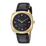 Marc Jacobs Mandy Black Dial Black Leather Strap Watch for Women - MJ1597