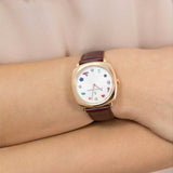 Marc Jacobs Mandy White Dial Brown Leather Strap Watch for Women - MJ1598