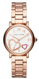 Marc Jacobs Classic White Dial Rose Gold Stainless Steel Strap Watch for Women - MJ3592