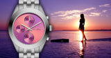 Marc Jacobs Peeker Pink & Purple Dial Silver Stainless Steel Strap Watch for Women - MBM3372