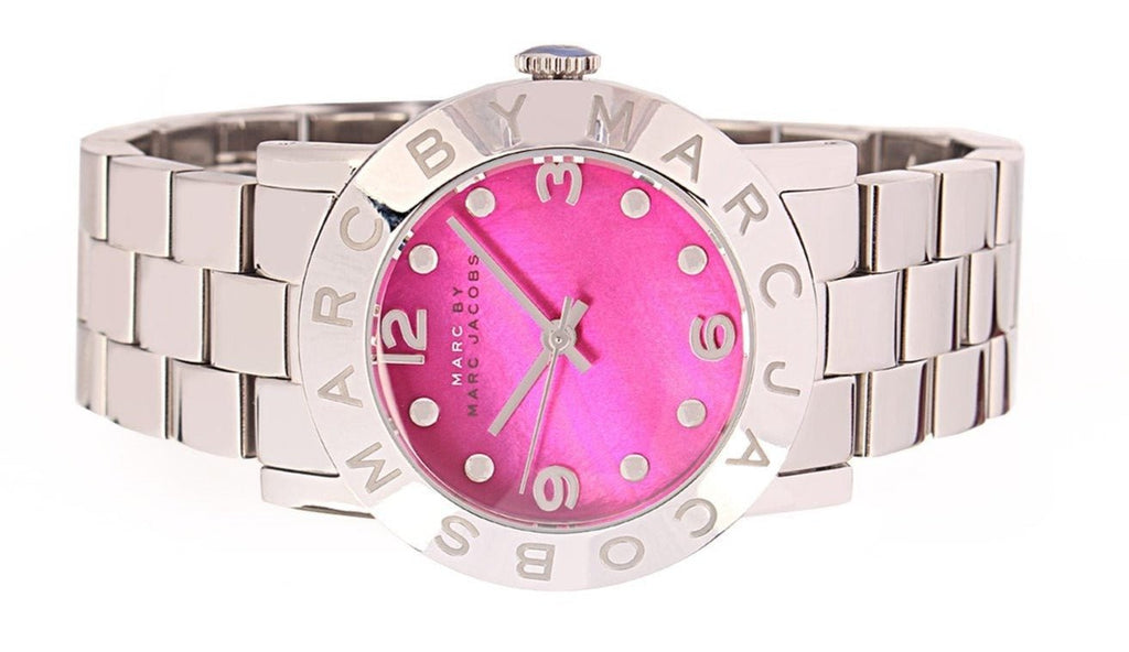 Marc Jacobs Amy Pink Dial Silver Steel Strap Watch for Women