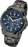 Maserati Successo Chronograph Blue Dial Black Steel Strap Watch For Men - R8873621005