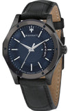 Maserati Circuito Blue Dial Black Leather Strap Watch For Men - R8851127002