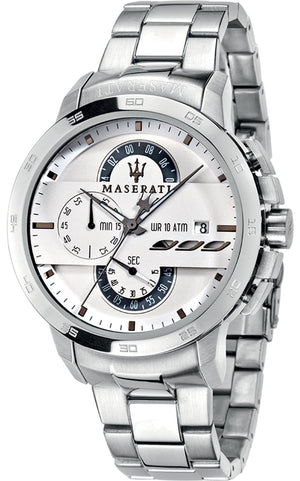 Maserati Ingegno Chronograph White Dial Silver Steel Strap Watch For Men - R8873619004