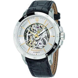 Maserati Ingegno Automatic Black Skeleton Dial Black Leather Strap Watch For Men - R8821119002