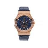 Maserati Potenza 42mm Rose Gold & Blue Dial Blue Leather Strap Watch For Men - R8851108027