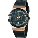 Maserati Potenza Black & Rose Gold Dial Black Rubber Strap Watch For Men - R8851108002