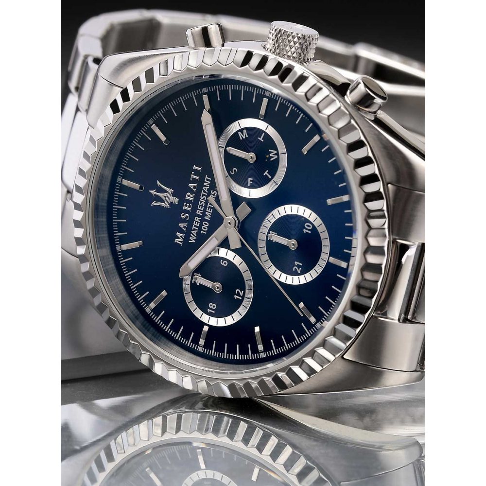 Maserati Competizione Chronograph Quartz Blue Watch Dial For Men
