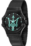 Maserati Potenza Aqua Edition Black Dial Black Mesh Bracelet Watch For Men - R8853144002