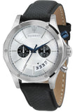 Maserati Circuito Chronograph Analog White Dial Black Leather Strap Watch for Men - R8871627005