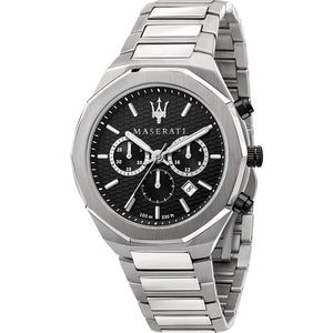Maserati Stile Chronograph Black Dial Silver Steel Strap Watch For Men - R8873642004