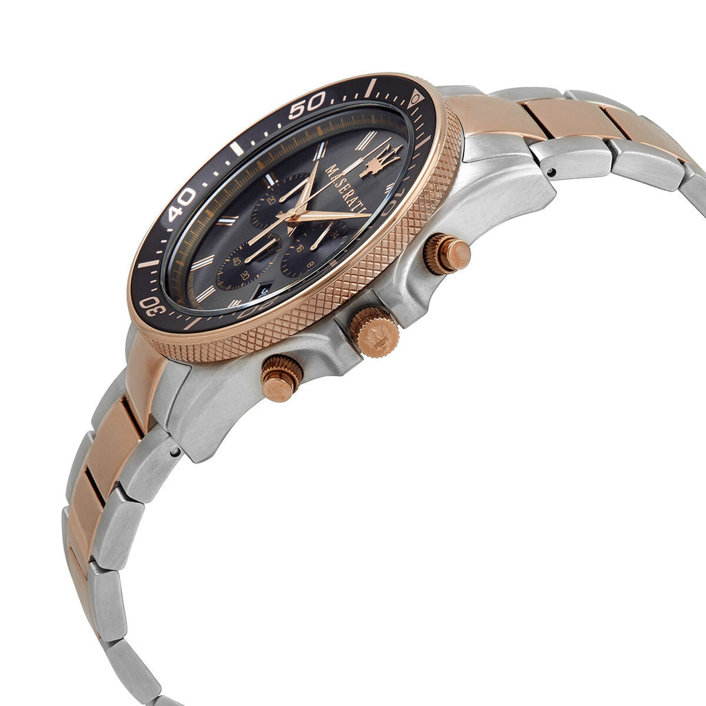 For Steel SFIDA Quartz Rose Stainless Black Dial Maserati Watch Men