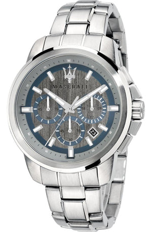 Maserati Successo Chronograph Silver Dial Silver Steel Strap Watch For Men - R8873621006