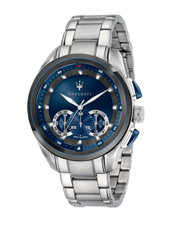 Maserati Traguardo Chronograph 45mm Blue Dial Watch For Steel Men Men for Stainless Watch
