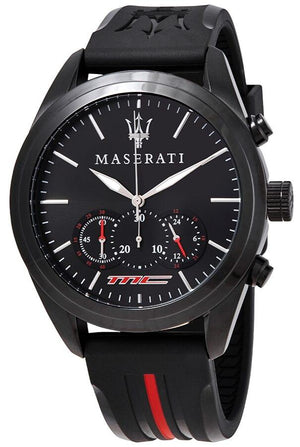 Maserati Traguardo Chronograph Black Dial Black Rubber Strap Watch For Men - R8871612004