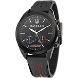 Maserati Traguardo Chronograph Black Dial Black Rubber Strap Watch For Men - R8871612004