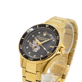 Maserati SFIDA Black Dial Yellow Gold Toned Watch For Men - R8823140003