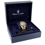 Maserati SFIDA Black Dial Yellow Gold Toned Watch For Men - R8823140003