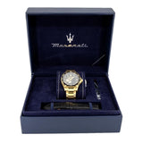 Maserati SFIDA Black Dial Yellow Gold Toned Watch For Men - R8823140003