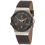 Maserati Potenza Black Dial Black Leather Strap Watch For Men - R8851108001