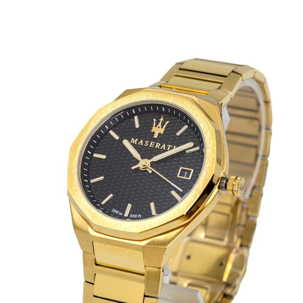 Maserati Stile 42mm Black Dial Gold Stainless Steel Strap Watch For Men - R8853142004