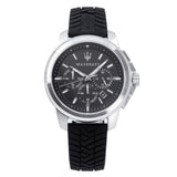 Maserati Successo Chronoraph Black Dial Black Silicon Strap Watch For Men - R8871621014