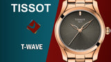 Tissot T Wave Anthracite Dial Rose Gold Steel Strap Watch For Women - T112.210.33.061.00