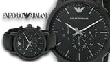 Emporio Armani Luigi Chronohraph Black Dial Black Leather Strap Watch For Men - AR1970