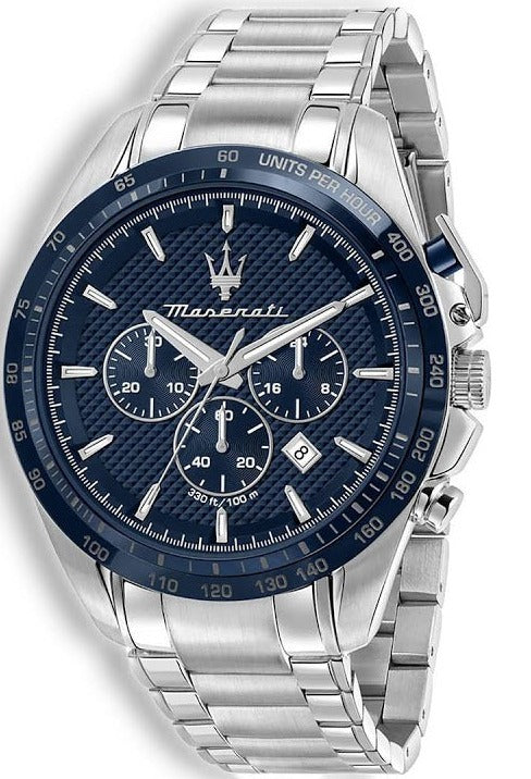 Maserati Traguardo Chronograph Blue Dial 45mm Stainless Steel Watch For Men - R8873612043