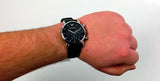 Emporio Armani Classic Chronograph Black Dial Black Leather Strap Watch For Men - AR1733