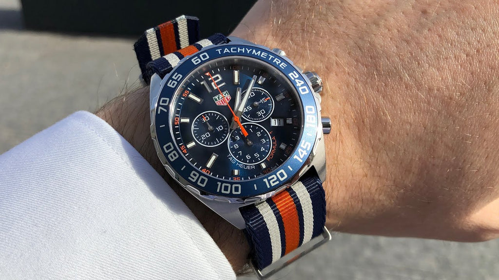 Tag Heuer Formula 1 Chronograph 43mm Blue Dial NATO Strap Watch for Men Watch for Men