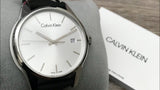 Calvin Klein City Silver Dial Black Leather Strap Watch For Women - K2G231C6