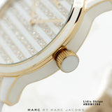 Marc Jacobs Lidia Stripe White Dial White Leather Strap Watch for Women - MBM1164