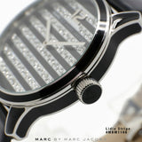 Marc Jacobs Lidia Stripe Glitz Black Dial Black Leather Strap Watch for Women - MBM1166