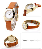 Marc Jacobs Mini Blade White Dial Brown Leather Strap Watch for Women - MBM1219