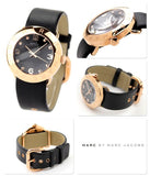 Marc Jacobs Amy Black Dial Black Leather Strap Watch for Women - MBM1225