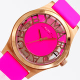 Marc Jacobs Henry Skeleton Pink Dial Pink Leather Strap Watch for Women - MBM1243