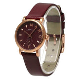 Marc Jacobs Baker Maroon Dial Maroon Leather Strap Watch for Women - MBM1271