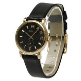 Marc Jacobs Baker Black Dial Black Leather Strap Watch for Women - MBM1273