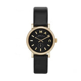 Marc Jacobs Baker Black Dial Black Leather Strap Watch for Women - MBM1273